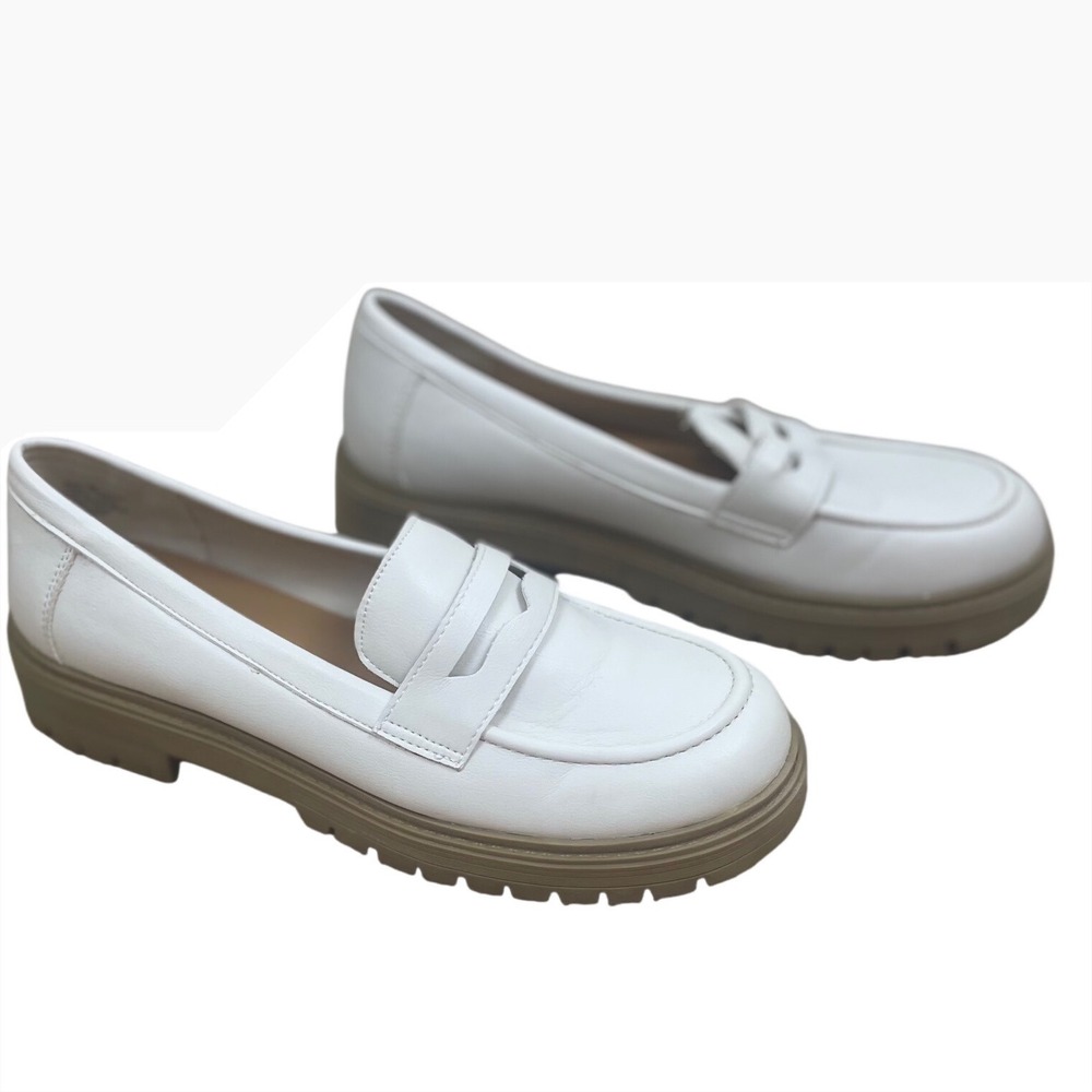 Seychelles Dover Penny Loafers White Lug Sole Platform Shoes 7M